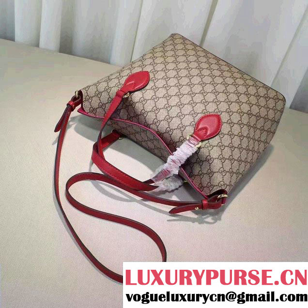 Gucci GG Supreme Small Top Handle Tote Bag 429147 Red/Fuchsia