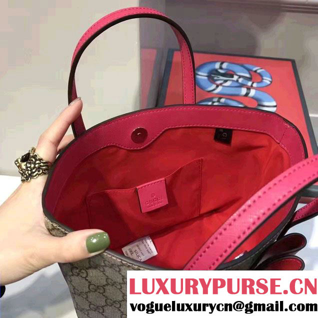 Gucci Children'S GG Supreme Canvas Bow Tote Bag 457232 Red 2017