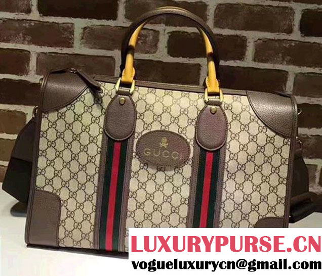 Gucci Soft GG Supreme Canvas duffle bag with Web 459311 Coffee