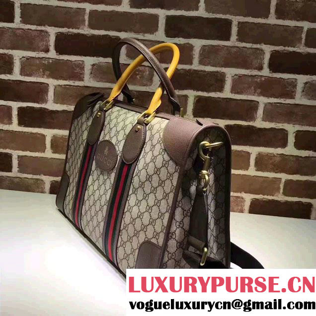 Gucci Soft GG Supreme Canvas duffle bag with Web 459311 Coffee