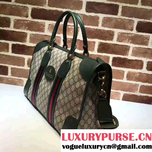 Gucci Soft GG Supreme Canvas Duffle bag with Web 459311Dark Green