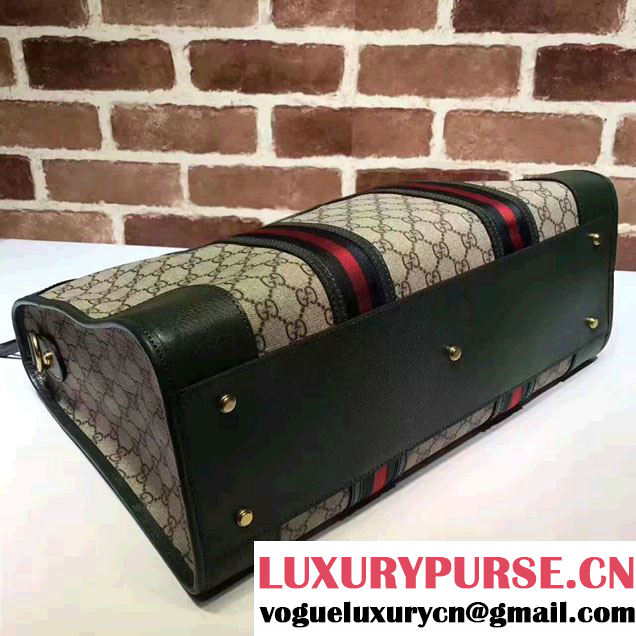 Gucci Soft GG Supreme Canvas Duffle bag with Web 459311Dark Green
