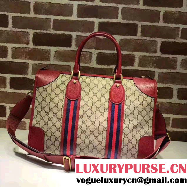 Gucci Soft GG SupremeCanvas  Duffle bag with Web 459311 Red