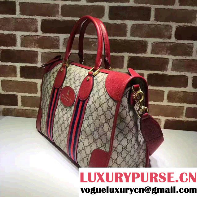 Gucci Soft GG SupremeCanvas  Duffle bag with Web 459311 Red