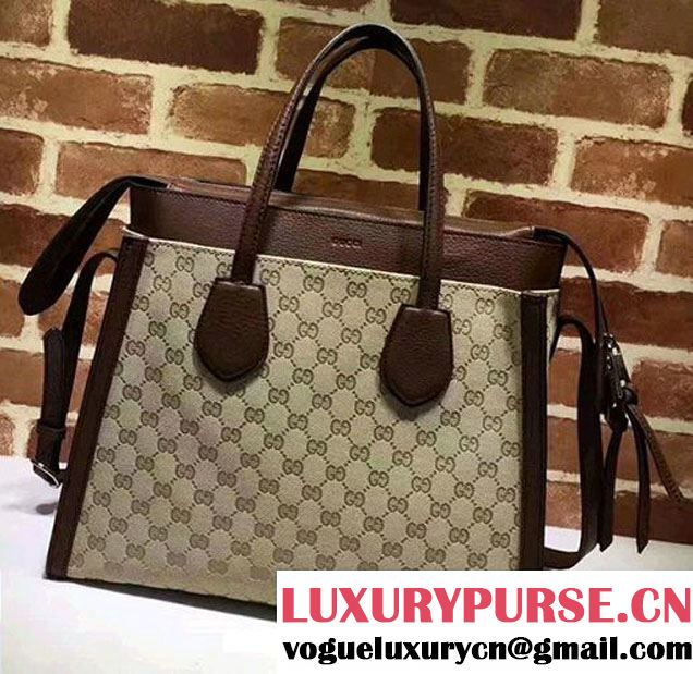 Gucci GG Supreme Tote With Top Handle 370822 Dark Coffee 2017