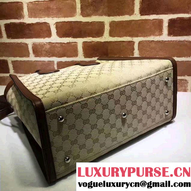 Gucci GG Supreme Tote With Top Handle 370822 Dark Coffee 2017