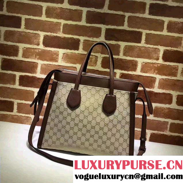 Gucci GG Supreme Tote With Top Handle 370822 Dark Coffee 2017