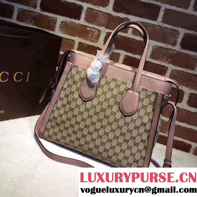 Gucci GG Supreme Tote With Top Handle 370822 Pink 2017