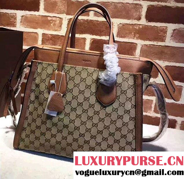 Gucci GG Supreme Tote With Top Handle 370822 Brown 2017