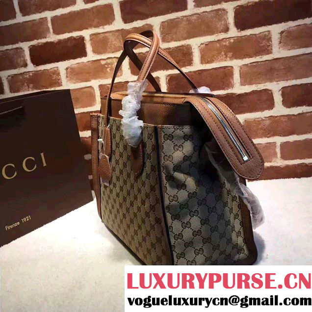 Gucci GG Supreme Tote With Top Handle 370822 Brown 2017