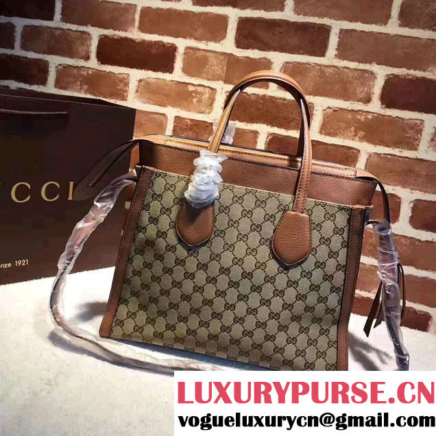 Gucci GG Supreme Tote With Top Handle 370822 Brown 2017