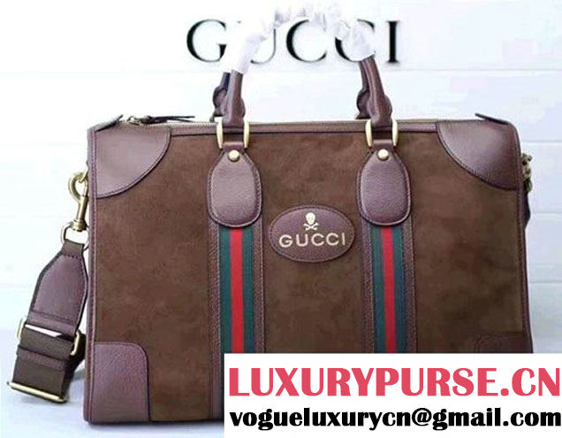 Gucci Suede Duffle Bag Wih Web 459311 Coffee 2017