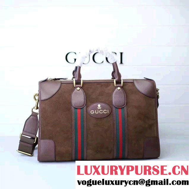 Gucci Suede Duffle Bag Wih Web 459311 Coffee 2017