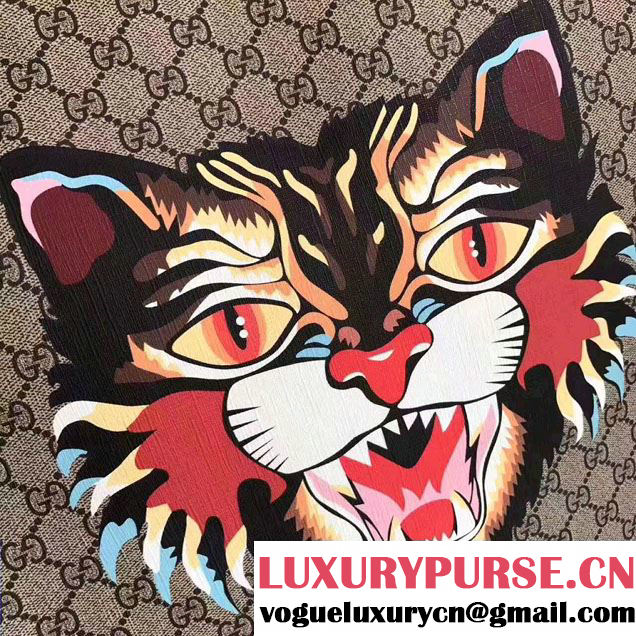 Gucci Angry Cat Print GG Supreme Tote 450950 2017