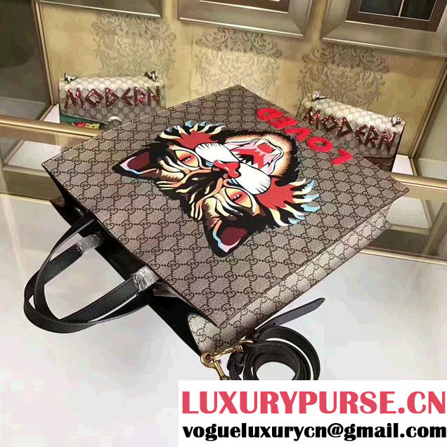 Gucci Angry Cat Print GG Supreme Tote 450950 2017
