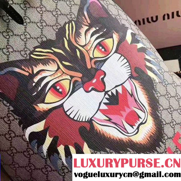Gucci Angry Cat Print GG Supreme Backpack 419584 2017