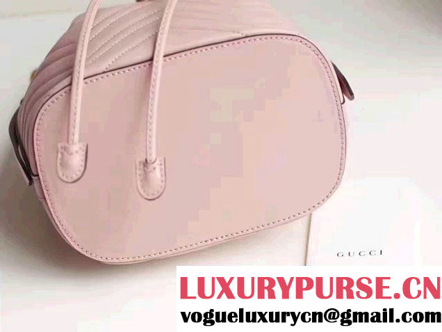 Gucci GG Marmont Quilted Leather Bucket Bag With Sylvie Web Strap 476674 Pink 2017