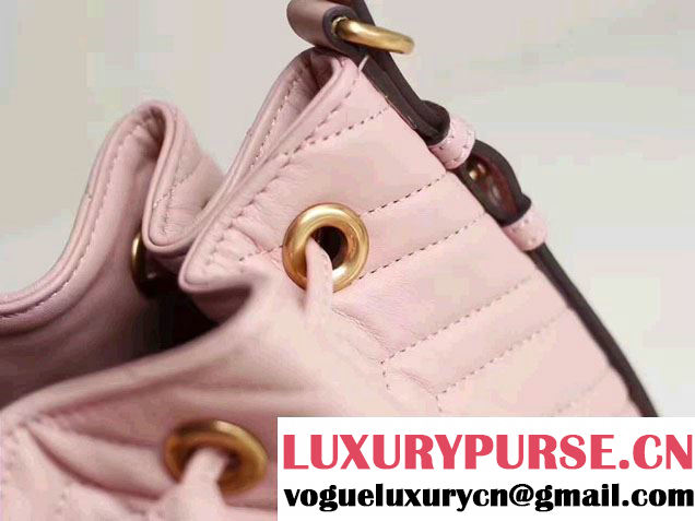Gucci GG Marmont Quilted Leather Bucket Bag With Sylvie Web Strap 476674 Pink 2017