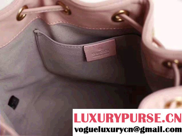 Gucci GG Marmont Quilted Leather Bucket Bag With Sylvie Web Strap 476674 Pink 2017