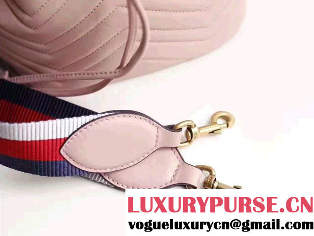 Gucci GG Marmont Quilted Leather Bucket Bag With Sylvie Web Strap 476674 Pink 2017