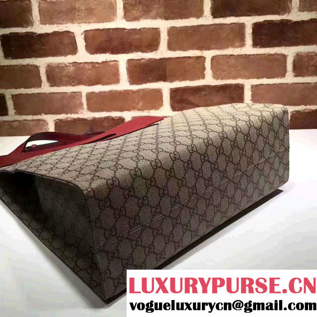 Gucci Soft GG Supreme With Red Leather Trim Tote 463491 2017