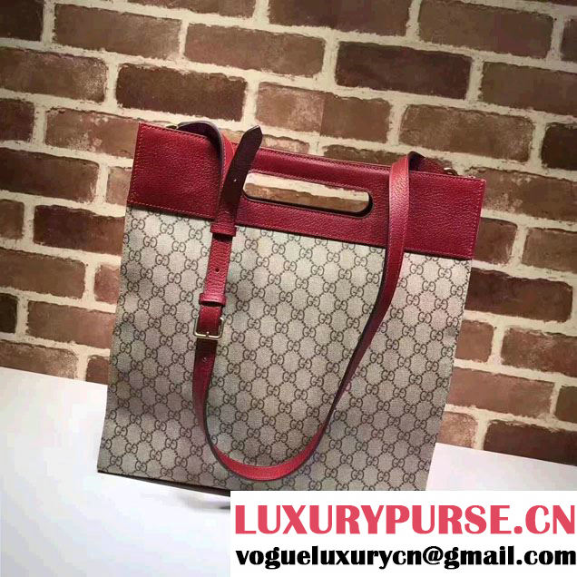 Gucci Soft GG Supreme With Red Leather Trim Tote 463491 2017