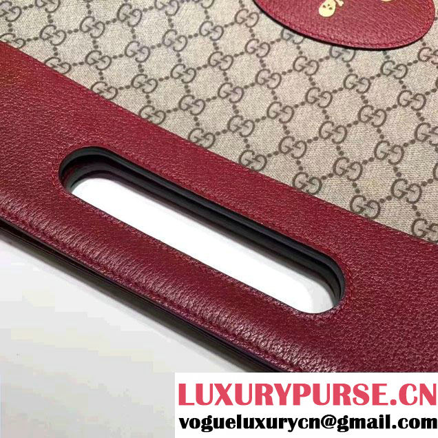 Gucci Soft GG Supreme With Red Leather Trim Tote 463491 2017