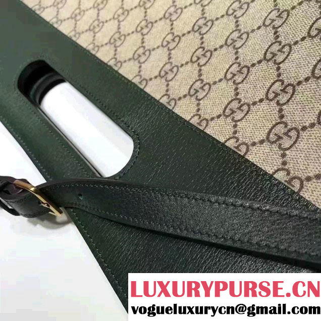 Gucci Soft GG Supreme With Dark Green Leather Trim Tote 463491 2017