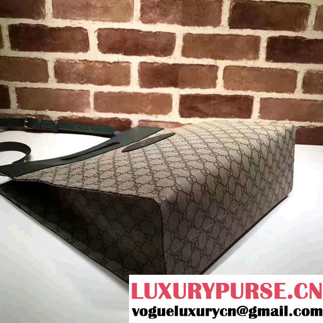 Gucci Soft GG Supreme With Dark Green Leather Trim Tote 463491 2017