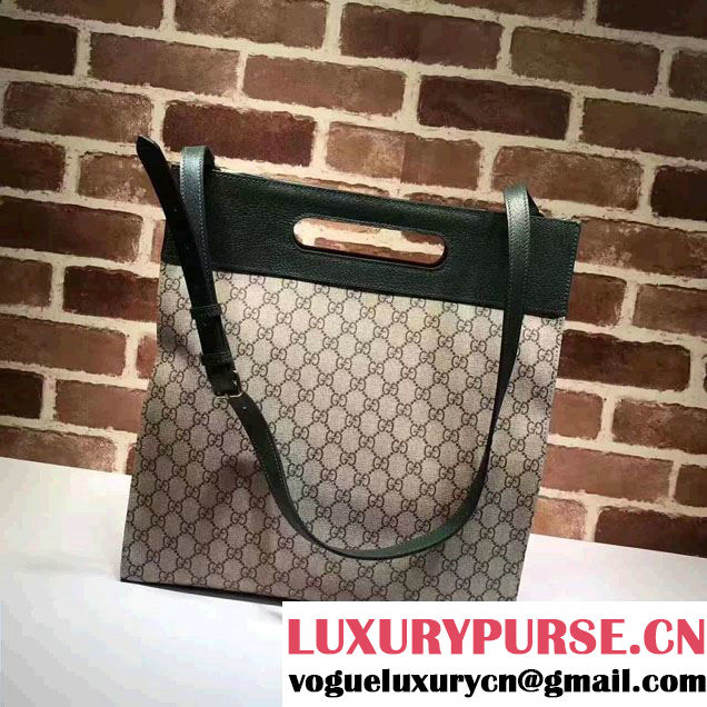 Gucci Soft GG Supreme With Dark Green Leather Trim Tote 463491 2017