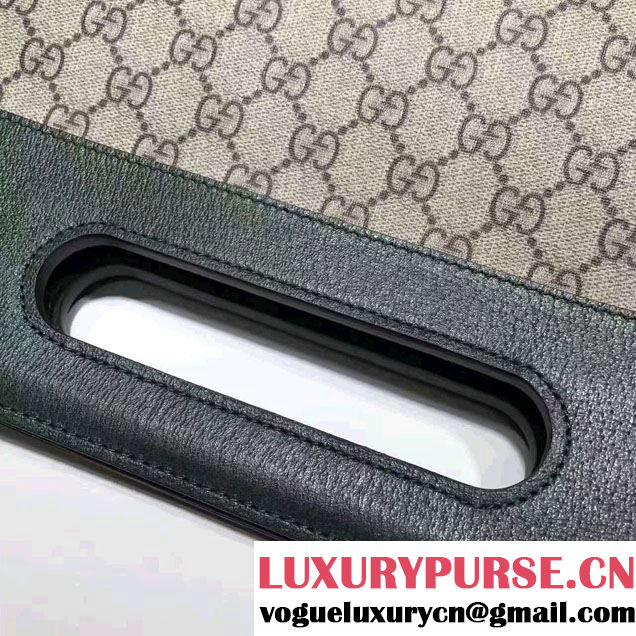 Gucci Soft GG Supreme With Dark Green Leather Trim Tote 463491 2017