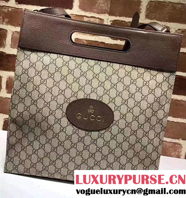 Gucci Soft GG Supreme With Brown Leather Trim Tote 463491 2017