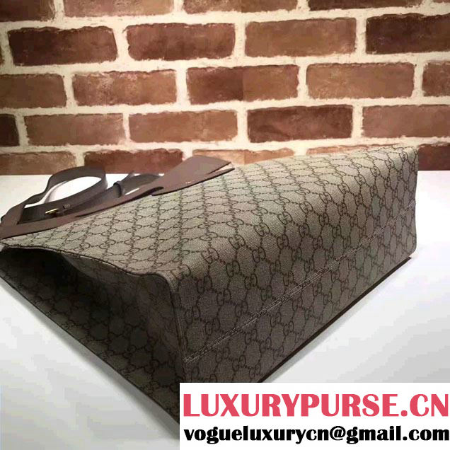 Gucci Soft GG Supreme With Brown Leather Trim Tote 463491 2017