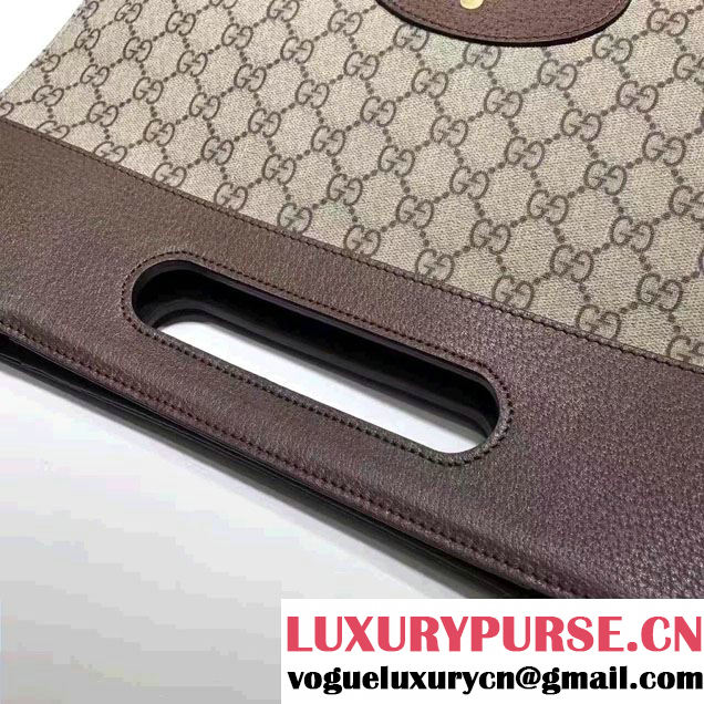 Gucci Soft GG Supreme With Brown Leather Trim Tote 463491 2017