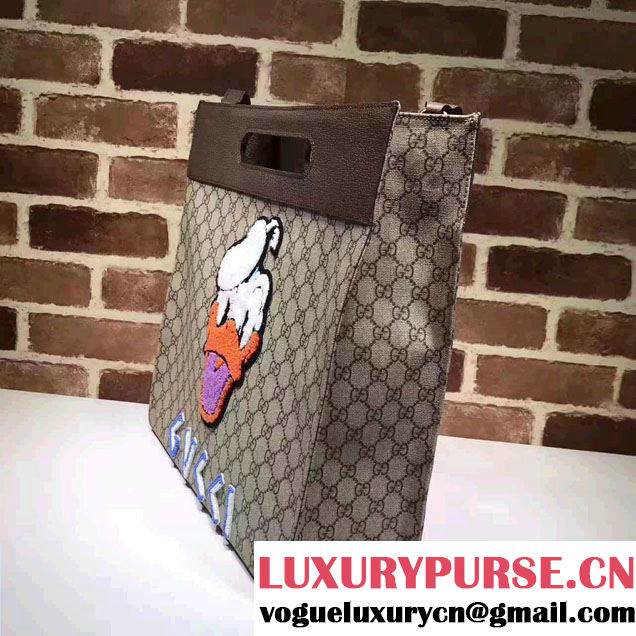 Gucci Soft GG Supreme Embroidered Donald Duck Tote 463491 2017