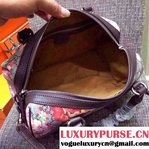 Gucci Dionysus Blooms Print GG Supreme Top Handle Bag Boston 409529 Tan 2015