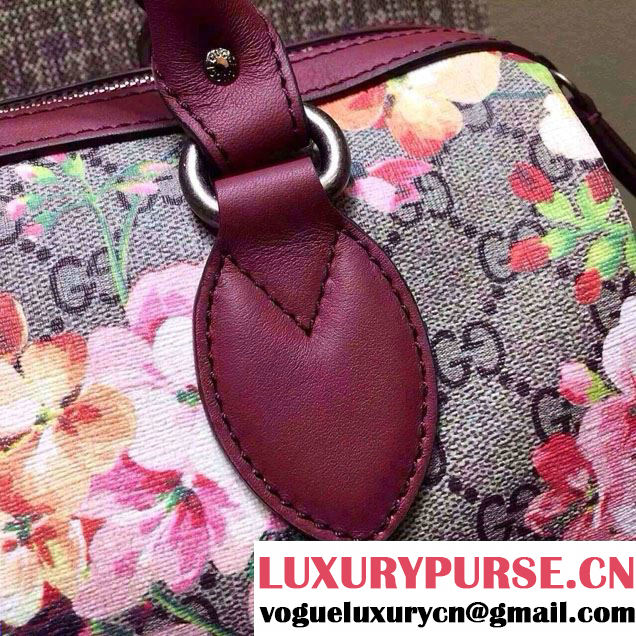 Gucci Dionysus Blooms Print GG Supreme Top Handle Bag Boston 409529 Burgundy 2015