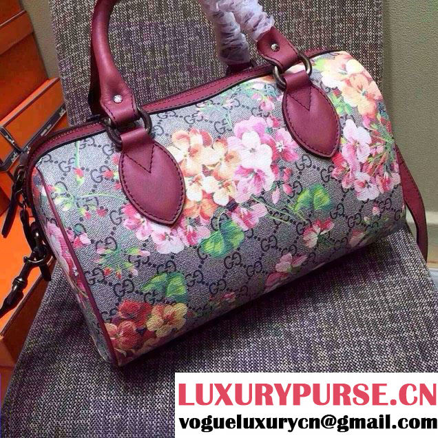 Gucci Dionysus Blooms Print GG Supreme Top Handle Bag Boston 409529 Burgundy 2015