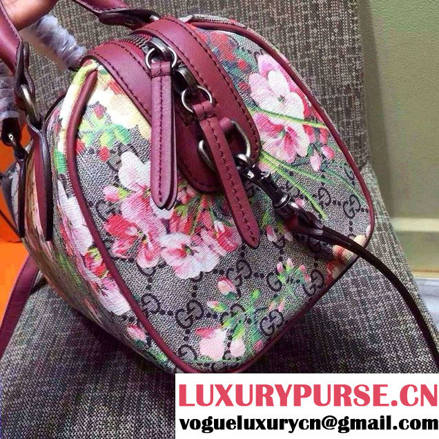 Gucci Dionysus Blooms Print GG Supreme Top Handle Bag Boston 409529 Burgundy 2015