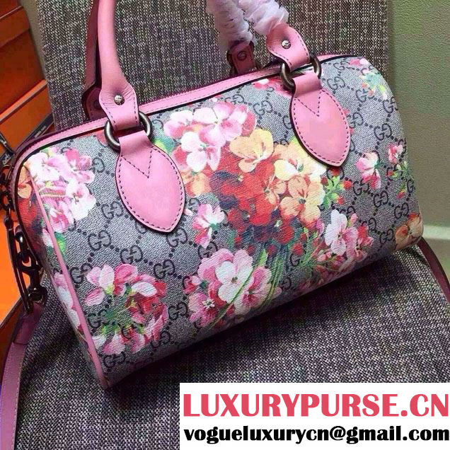 Gucci Dionysus Blooms Print GG Supreme Top Handle Bag Boston 409529 Pink 2015