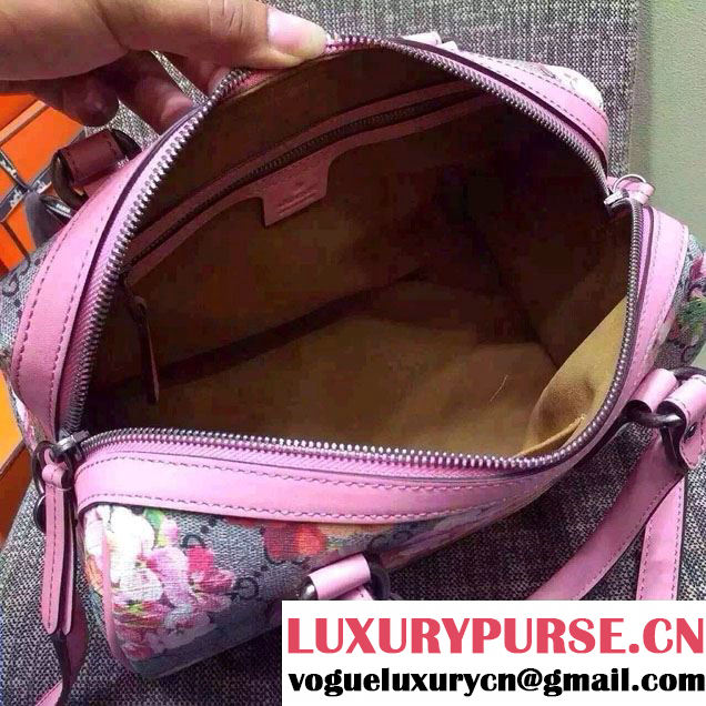 Gucci Dionysus Blooms Print GG Supreme Top Handle Bag Boston 409529 Pink 2015