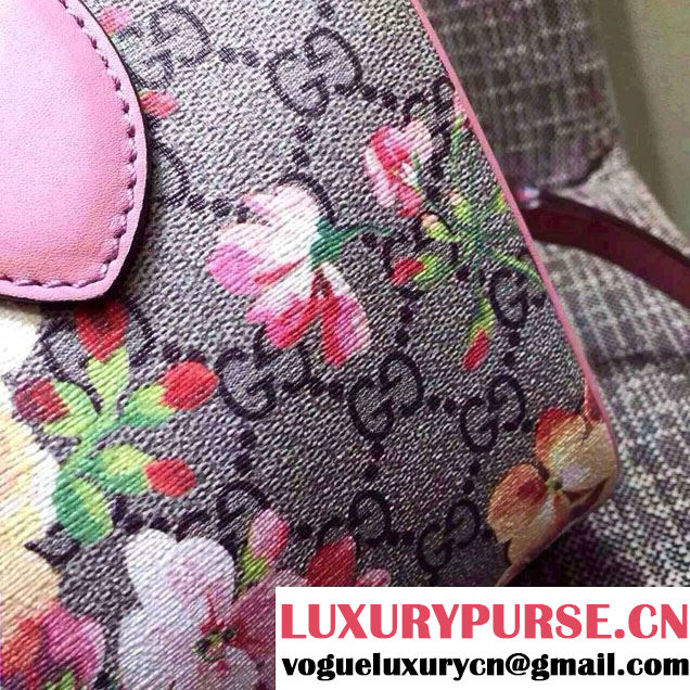 Gucci Dionysus Blooms Print GG Supreme Top Handle Bag Boston 409529 Pink 2015