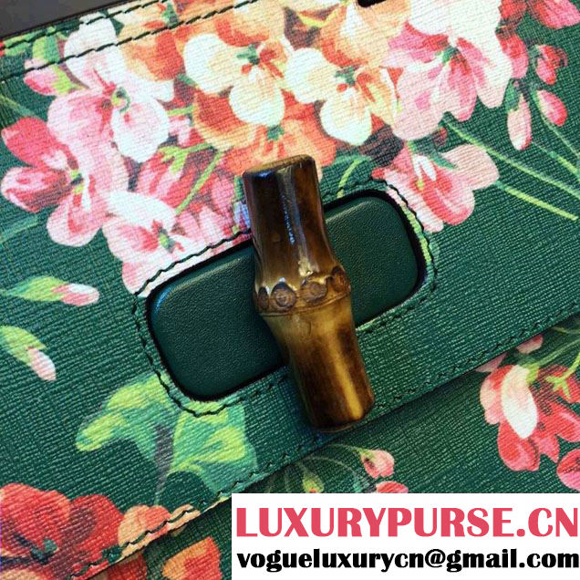Gucci Bamboo Daily Blooms Top Handle Small Bag 370831 Green 2015