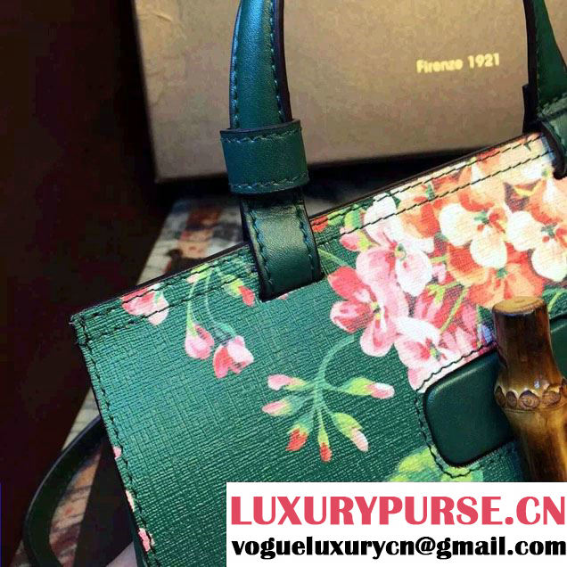 Gucci Bamboo Daily Blooms Top Handle Small Bag 370831 Green 2015