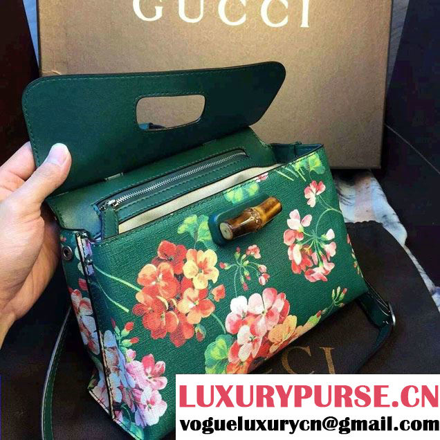 Gucci Bamboo Daily Blooms Top Handle Small Bag 370831 Green 2015