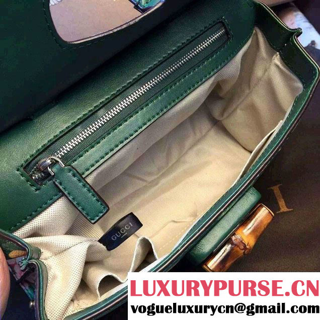 Gucci Bamboo Daily Blooms Top Handle Small Bag 370831 Green 2015