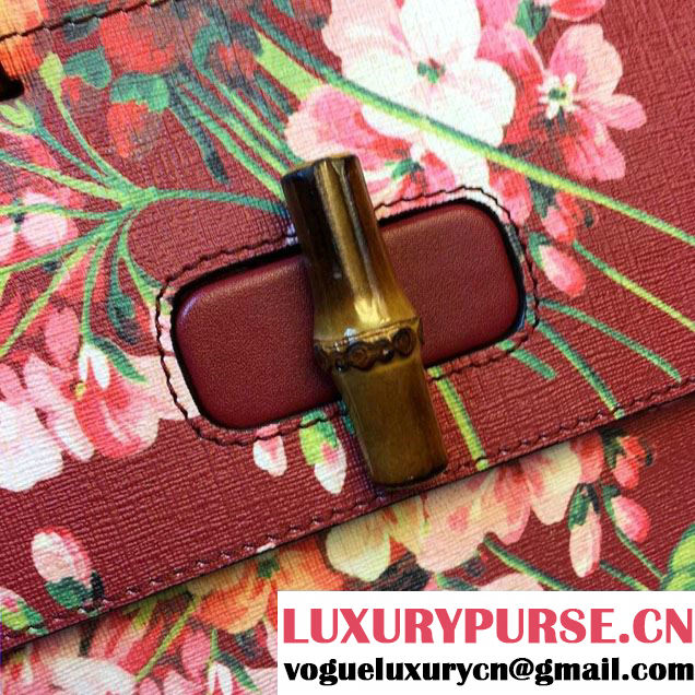 Gucci Bamboo Daily Blooms Top Handle Small Bag 370831 Burgundy 2015