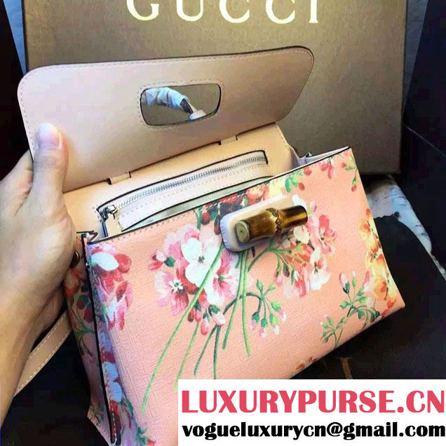 Gucci Bamboo Daily Blooms Top Handle Small Bag 370831 Pink 2015