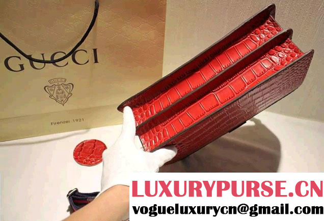 Gucci Croco Pattern Dionysus Leather Top Handle Bag 401818 Red 2015/2016