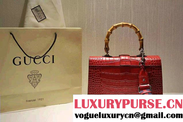 Gucci Croco Pattern Dionysus Leather Top Handle Bag 401818 Red 2015/2016